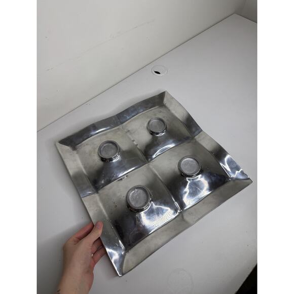 Mikasa Carnival Inlaid Mosaic Silver DPKO 1-835 4 Section Server 14" Square - Picture 9 of 10